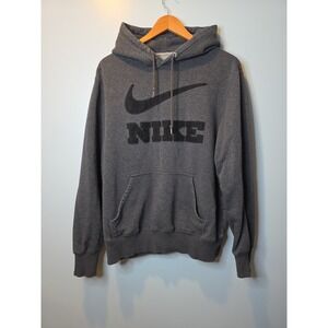 Nike The Athletic Department Men's L Big‎ Swoosh Hoodie Sweatshirt Dark Gray